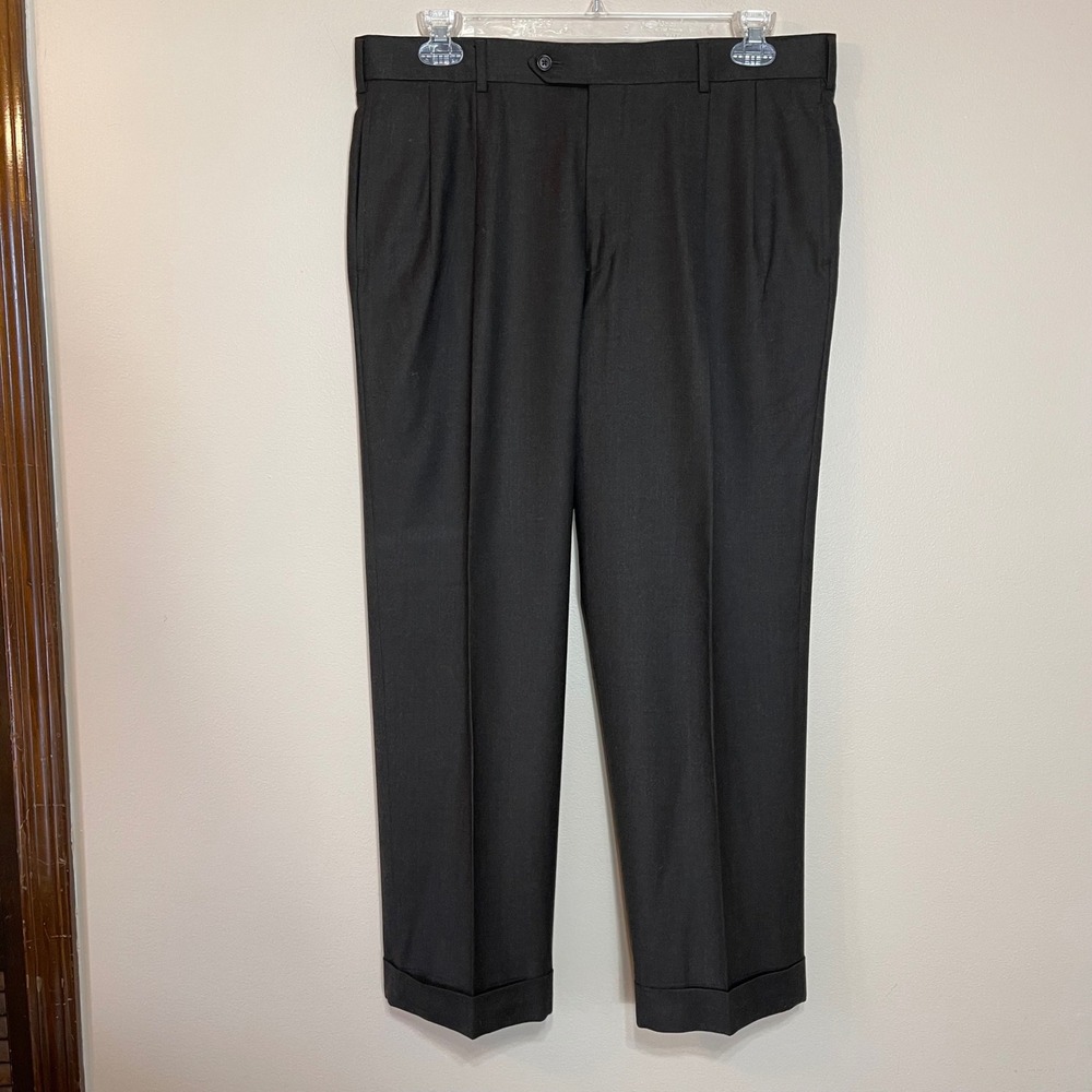 Brooks Brothers 1818 Madison Mens‎ 37W 29L Brown Wool Pleated Cuffed Dress Pants